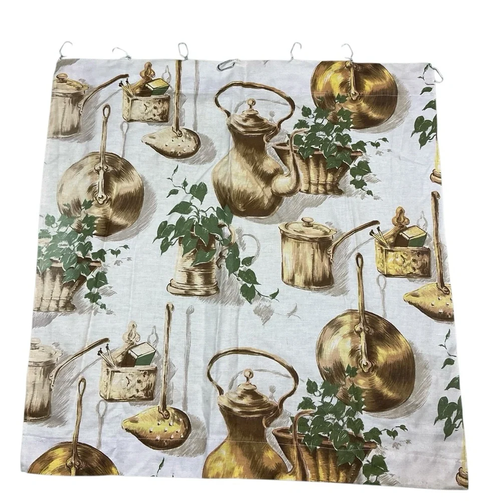 Vintage mid-century pots and plants curtain panel set of two 26 x 28